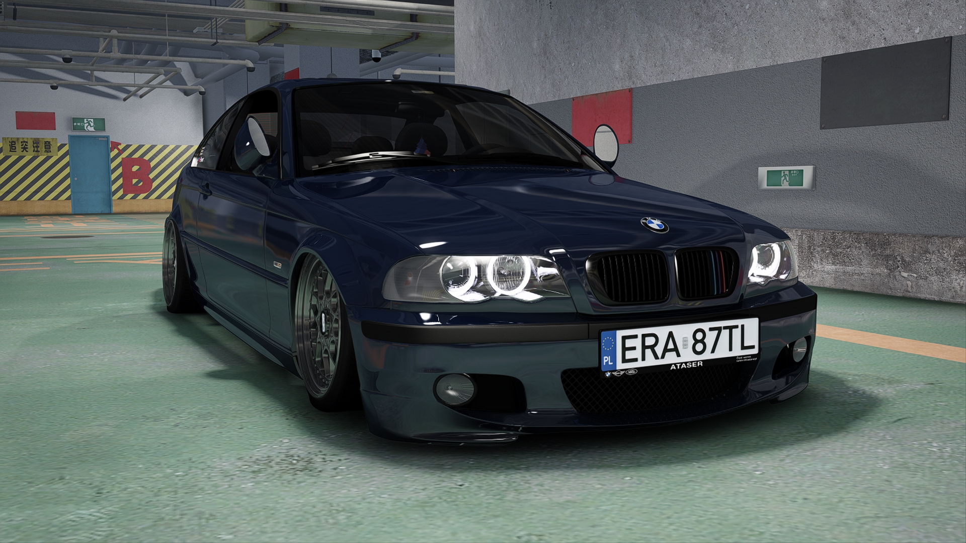 BMW 330Ci E46, skin 23-Topaz Blue -Poland License Plate